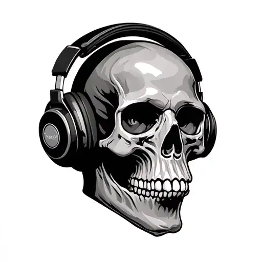 Skull Wearing Headphones
