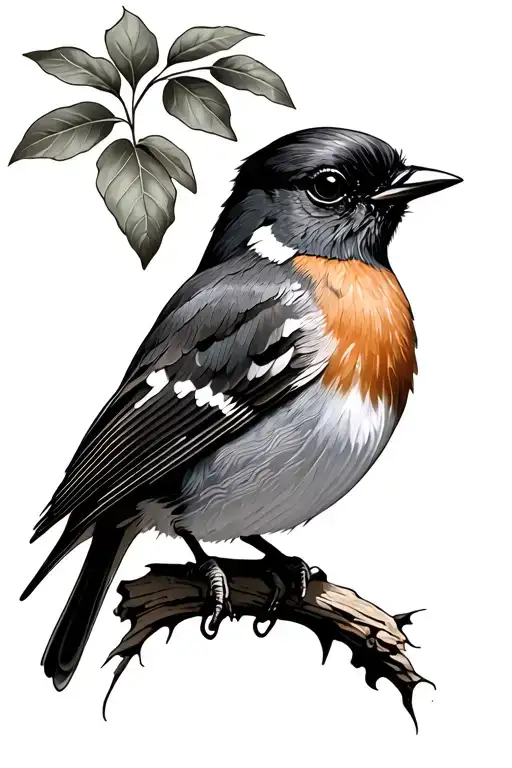 European Robin Bird Perched Regally