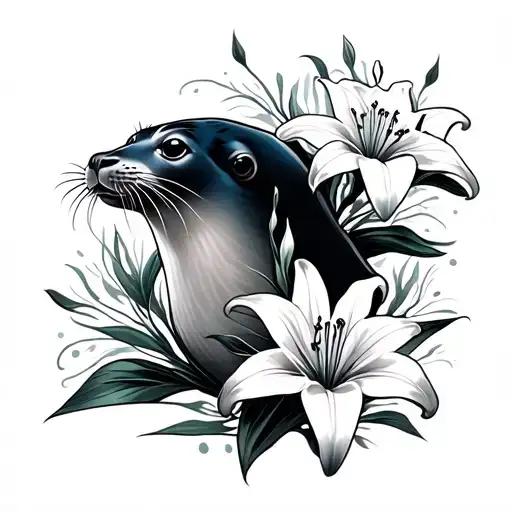 A Seal With Spider Lillies