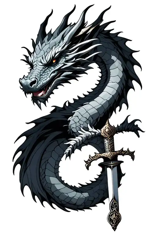 Dragon And Sword Wrapped