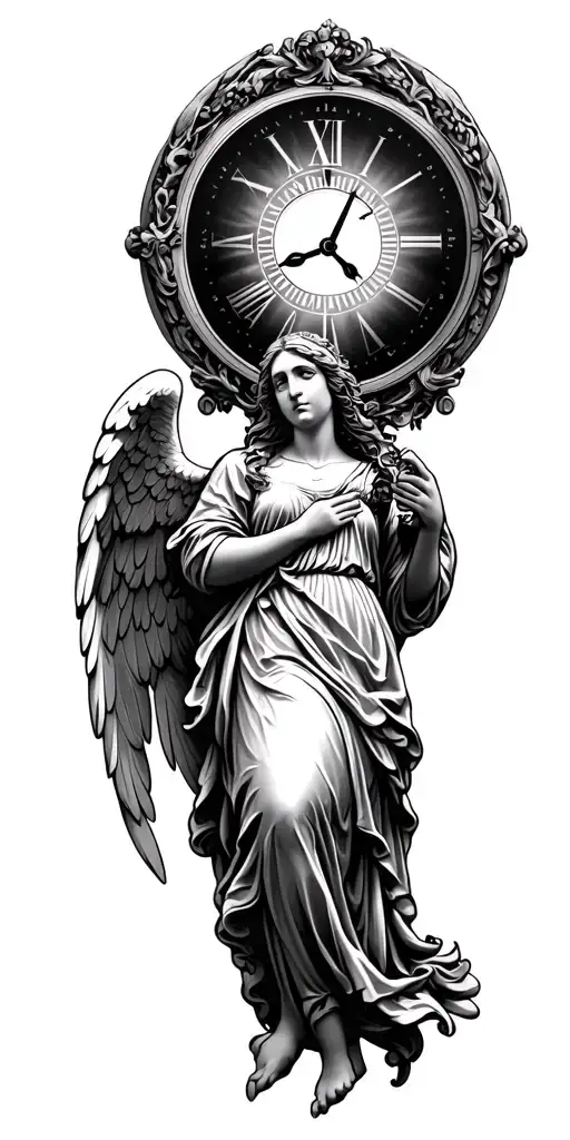 Angel Holding Speer Fall The Angel Sand Clock Clock