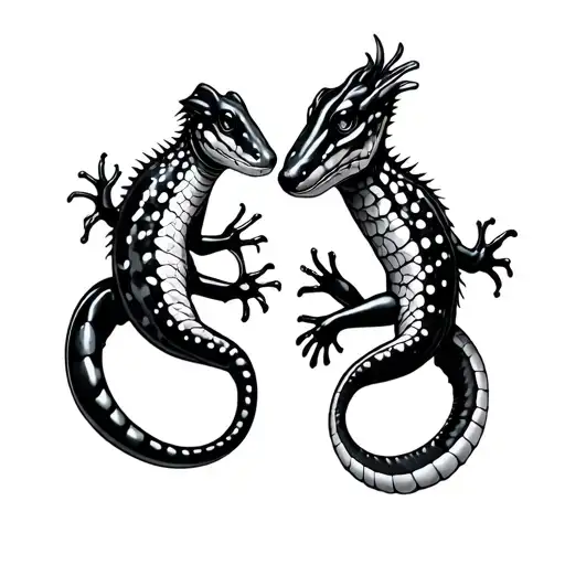 Two Salamander Playing