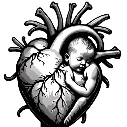 Human Heart With A Baby Inside