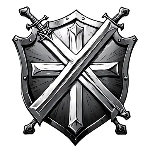 Shield With A Cross And A Sword Inside Of The Cross