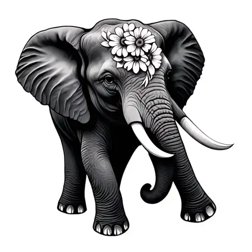 Elephant With Flowers