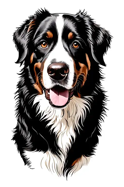 Bernese Mountain Dog Fine Line Tattoo Design Inspired