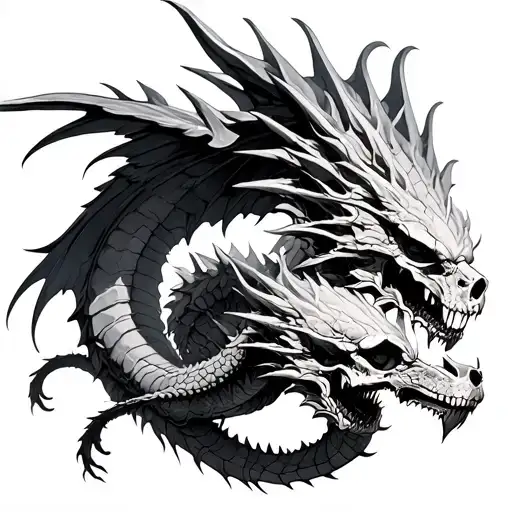 Skulls And Dragons Flying