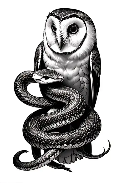 Barn Owl And Snake Wrapped
