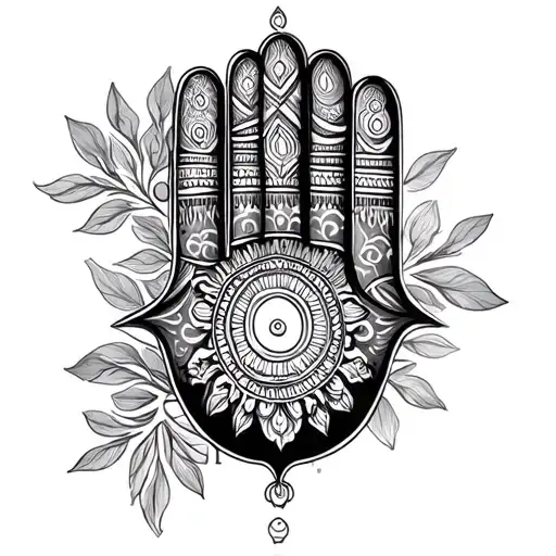 Half Sleeve Africa Mix With Family Deaign Hamsa Hand