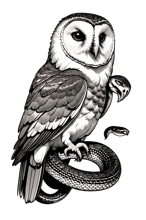 Barn Owl And Snake Wrapped