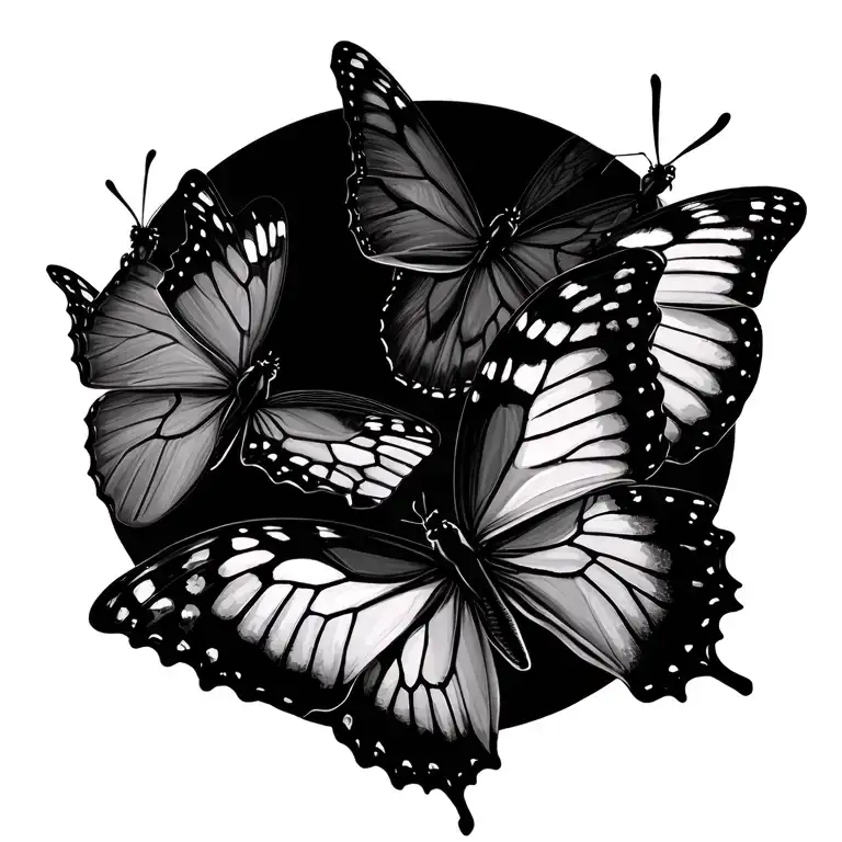 Butterflies Flying Together