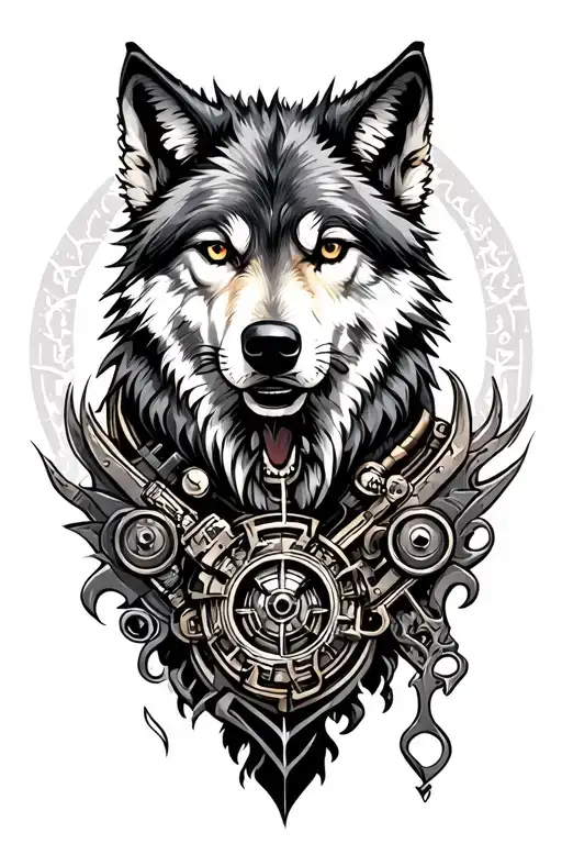 Steampunk Wolf And Vicking Style