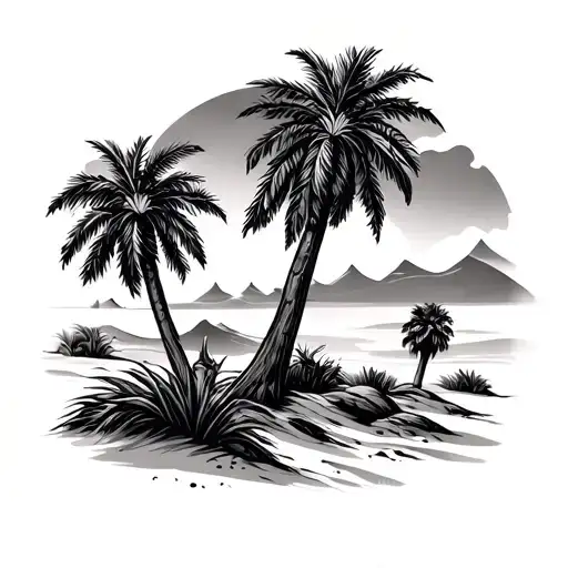 Palm Trees And Desert