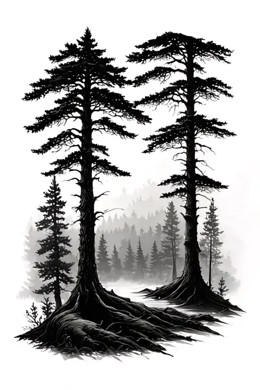 Trees And Forest Scene