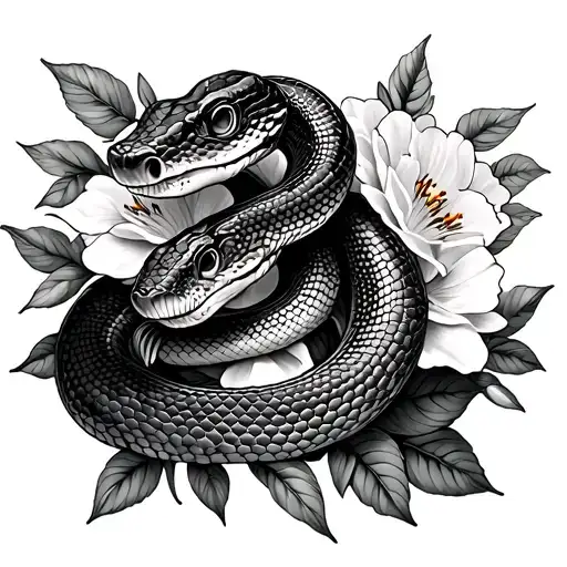 Snake And Flowers