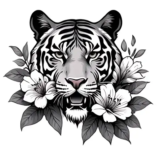 Long Vane Flowers With Tiger Face Behind