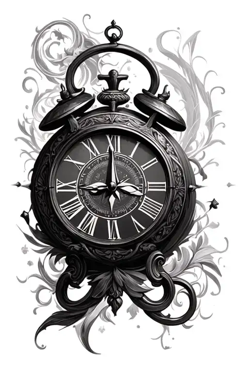 Roman Numeral Clock With Mini Compasas