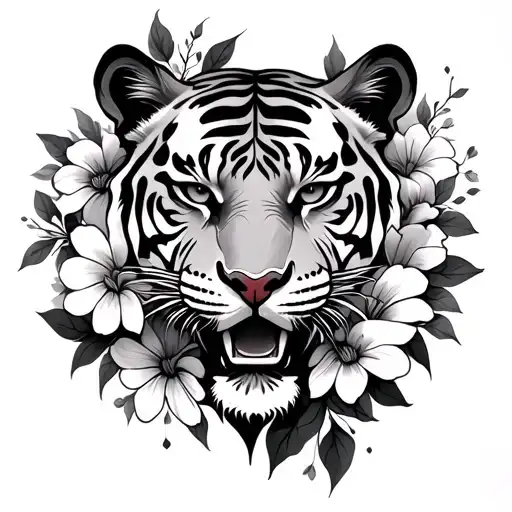 Long Vane Flowers With Tiger Face Behind