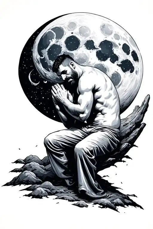 A Man That Sits On The Moon With His Head Buried In His Hands
