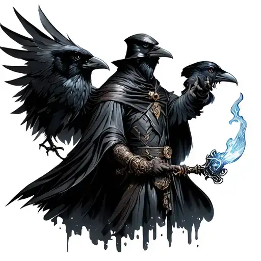 Magician With Raven Against Assassin Technofile Steampunk