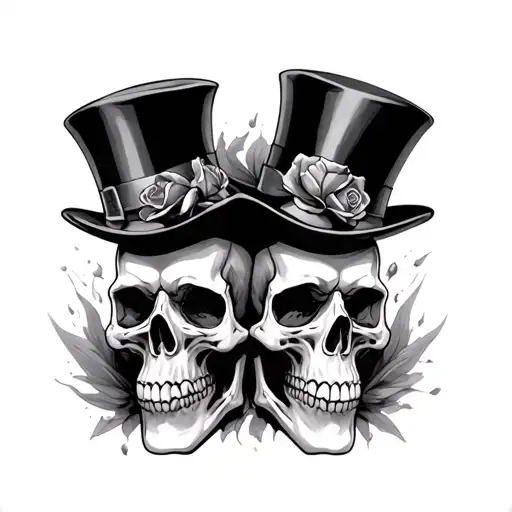 Two Skulls Top Hat