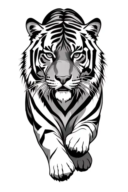 Walking Tiger With Geometric Shapes