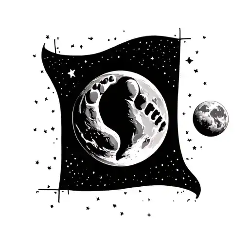 Baby Foot Print On The Moon