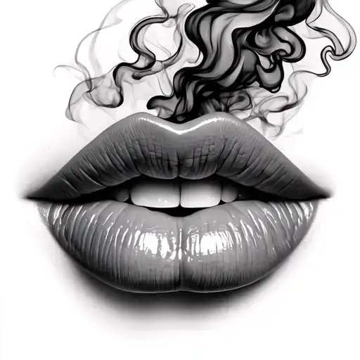 Lips With Smoke And Toungeout