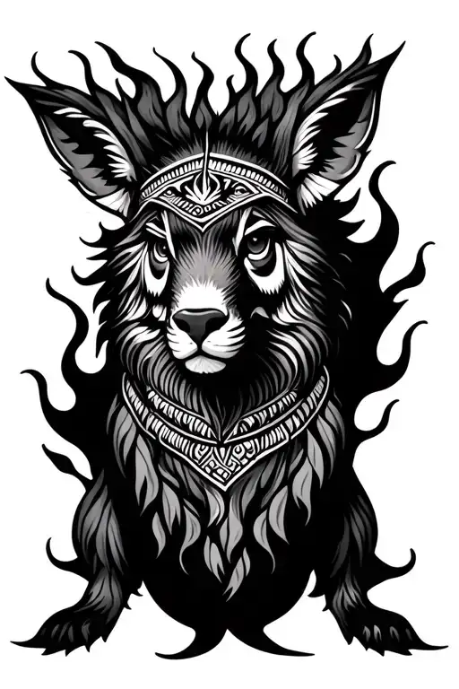 Mythecial Indian Animal With Flames