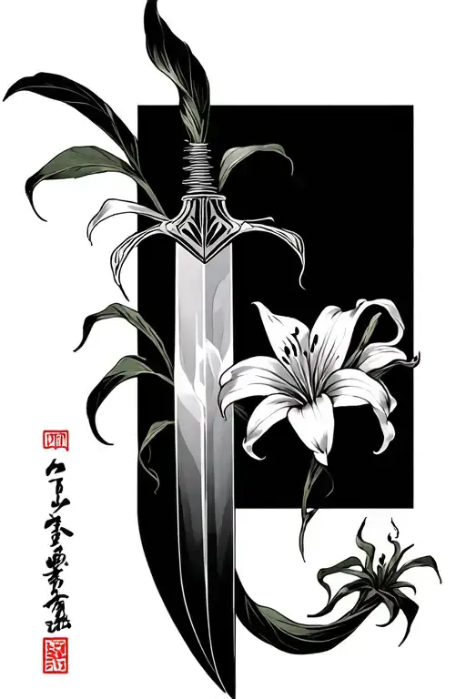 Make Me A Japanese Tattoo Of A Kunai With Spider Lillies Not Realistic