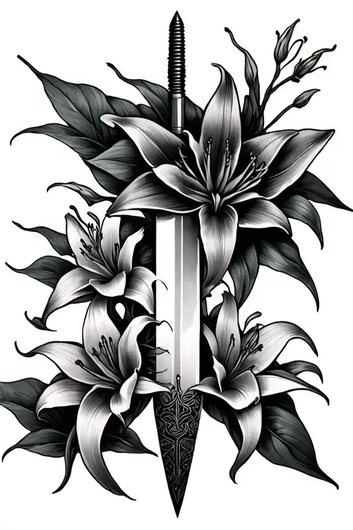 Make Me A Japanese Tattoo Of A Kunai With Spider Lillies Not Realistic