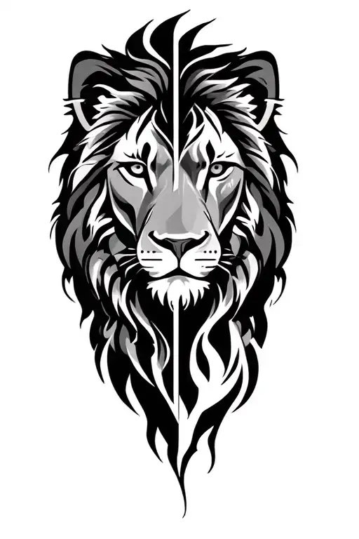 Half Lion Half Tribal Patterns