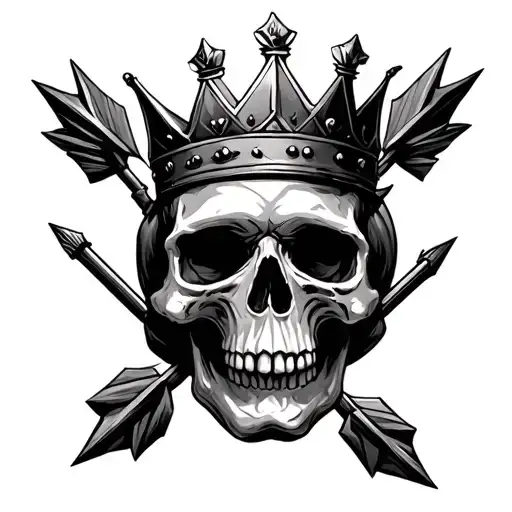 Skull With Crown And Three Arrows