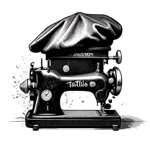 Men's Beret Hat Coming Out Of A Sewing Machine