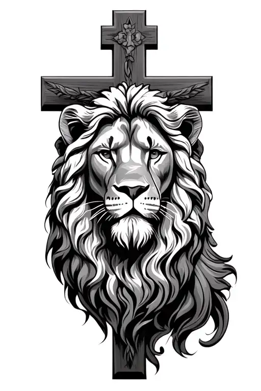 Lion And Jesus Cross