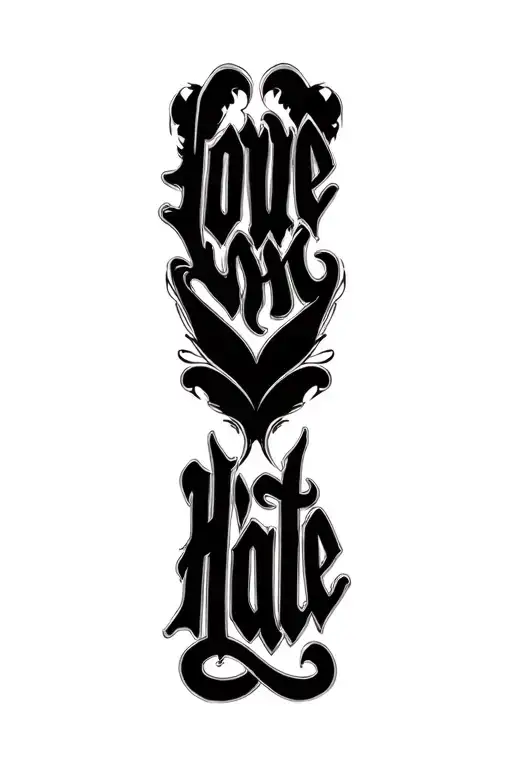 Love Hate Lettering Design