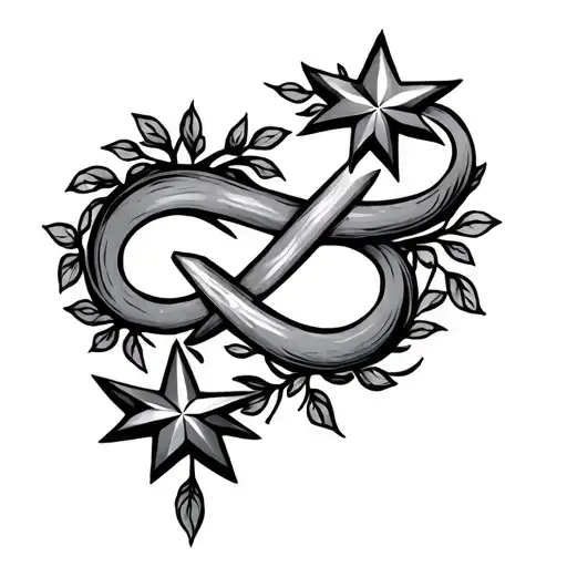 4 Stars With Infinity Symbol Intertwined Vines