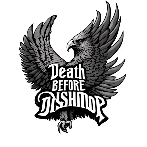 Eagle Wing With Death Before Dishonor Text