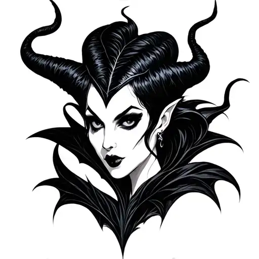 Maleficent Blackwork Tattoo Design