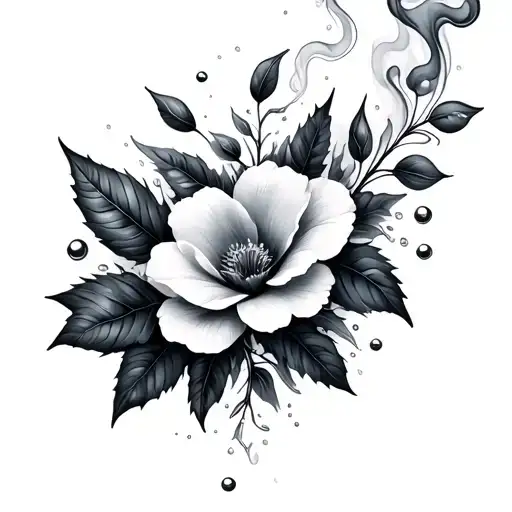 Flowers And Leafs Smoke And Water