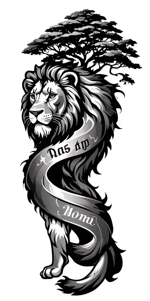 Mom And Dads Name With Lion And Tree Wrapped Around