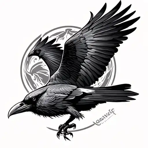 Generate A Small Masculine Raven In Flight Forearm