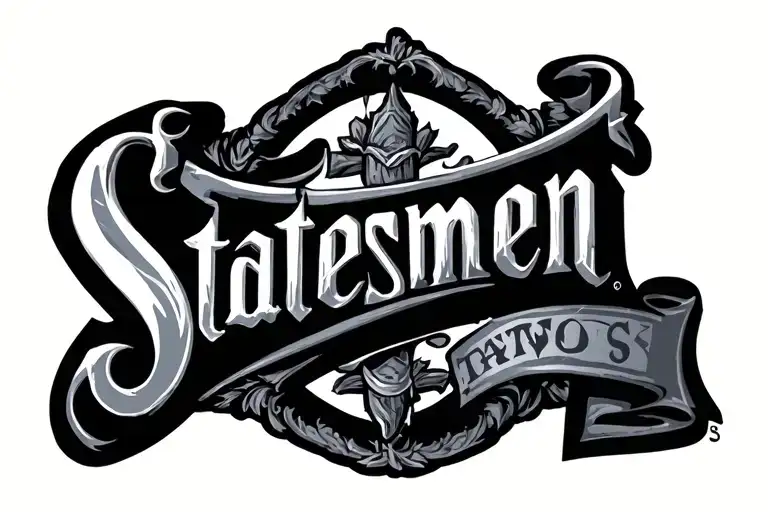 Statesmen Lettering Tattoo On Neck