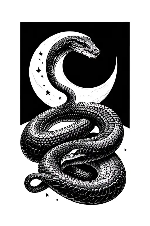 Snake Coiling Around The Moon