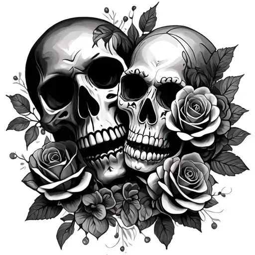 Day Of The Dead Skulls With Roses