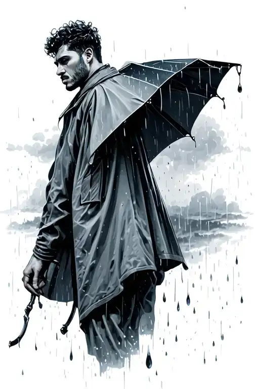 Rainy Man Looking Sky