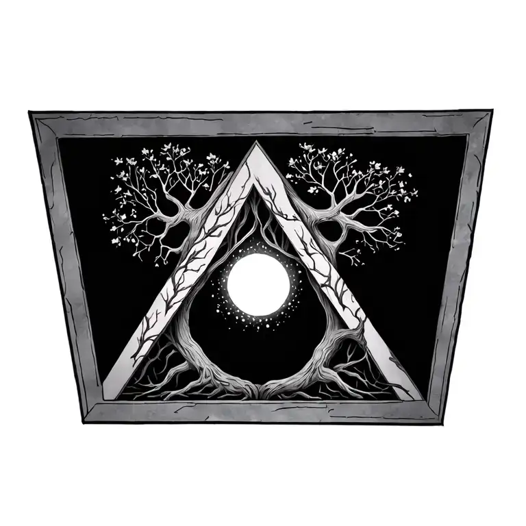 Tree Of Life Inside Upside Down Triangle