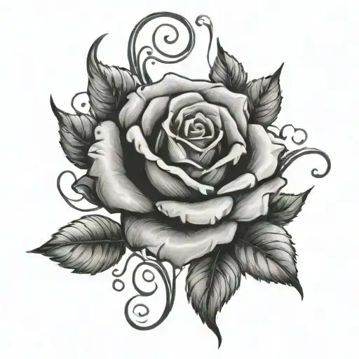 Rose With Musical Notes Intertwined With The Vines