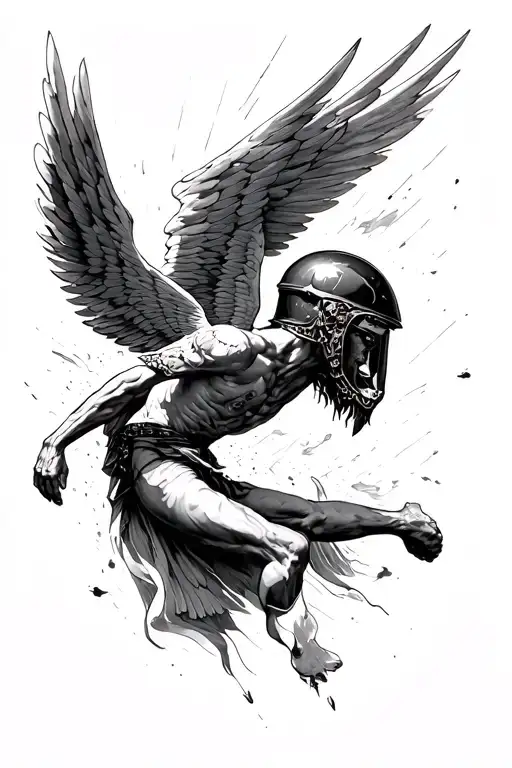 Icarus Falling With A Helmet On