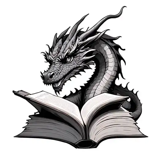 Dragon Reading Book Style Illustration